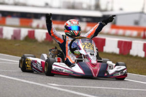 Guilherme Peixoto gave RPG its first Florida Winter Tour victory of the year, taking the checkered flag in Junior Rok (Photo: Cody Schindel / CanadianKartingNews.com)